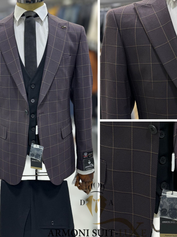Armoni Suit Lux Daniel Armoni Style (Gray color with yellow check)